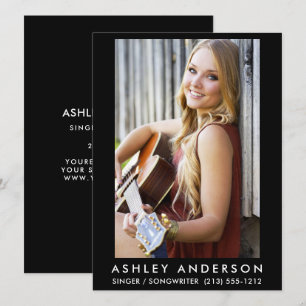 Carte de promo photo musicien chanteur - Texte arr