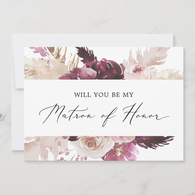 Carte de proposition Boho Pampas Grass Matron of H (Devant)