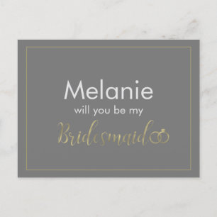 Carte de proposition Bridesmaid Grey et Gold Ring