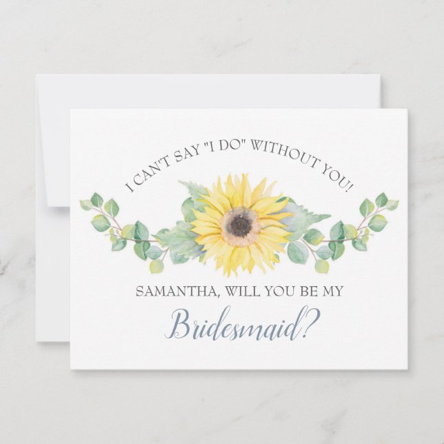 Carte de proposition BRIDESMAID, Tournesol vert (Devant)