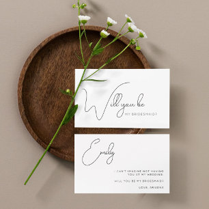 Carte de proposition Chic Calligraphy Bridesmaid