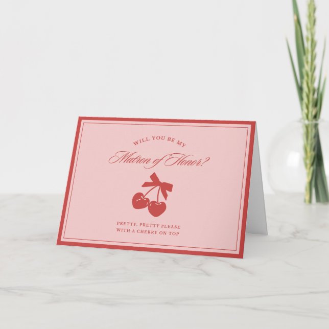 Carte de proposition Chic Pink Bow Cherry Matron o (Devant)