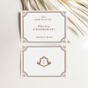 Carte de proposition classique Brown & Ecru Grooms