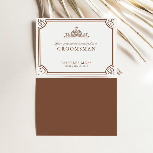 Carte de proposition classique Brown & Ecru Grooms