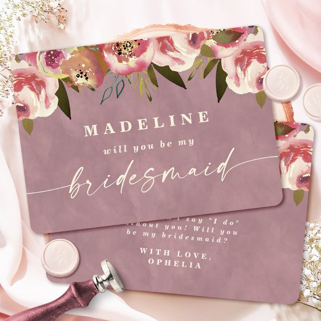 Carte de proposition d'aide d'État Ophelia Pink Co (Say "I DO" to Romantic Watercolor Florals and a Cottagecore Vibe with the Ophelia Wedding Suite.)
