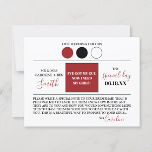 Carte de proposition de Bridesmaid de script moder