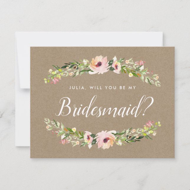 Carte de proposition de Bridesmaid | Rustic Kraft (Devant)
