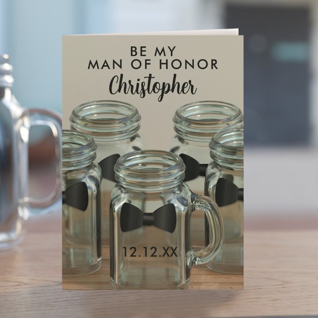 Carte de proposition de demande d'honneur Be My Ma (Ask your Man of Honor to stand  by your side with this card. Mention the free bar and he'll say yes!)