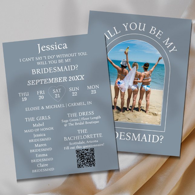 Carte de Proposition de Demoiselle d'Honneur avec  (Pop the question to your bridal party with this Photo Will You Be My Bridesmaid Proposal Card! )