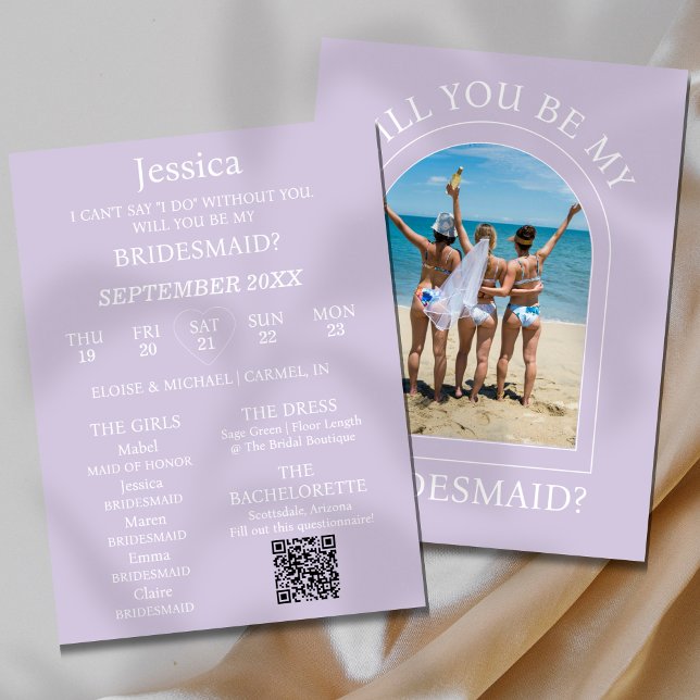 Carte de Proposition de Demoiselle d'Honneur avec  (Pop the question to your bridal party with this Photo Will You Be My Bridesmaid Proposal Card!)
