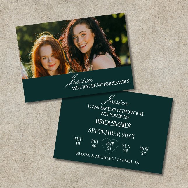 Carte de Proposition de Demoiselle d'Honneur Émera (Emerald Will You Be My Bridesmaid Proposal Card)