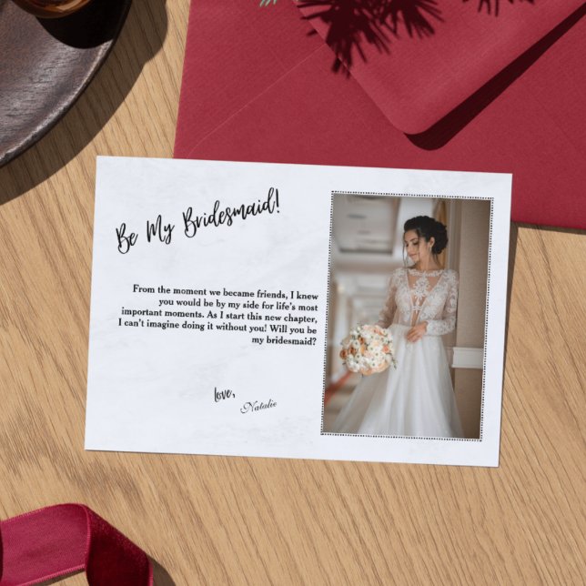 Carte de Proposition de Demoiselle d'Honneur Minim (Minimalist Black & White Bridesmaid Proposal Card)
