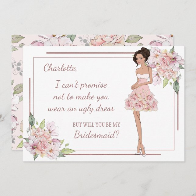 Carte de proposition de demoiselle d'honneur perso (Devant / Derrière)