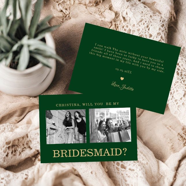 Carte de Proposition de Demoiselle d'Honneur Vert  (Créateur téléchargé)