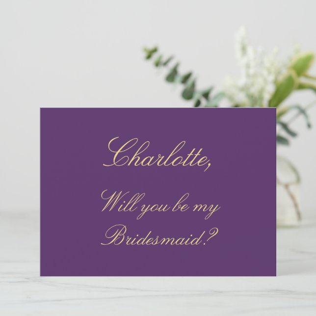 Carte de proposition de femme de ménage violet dor (Debout devant)