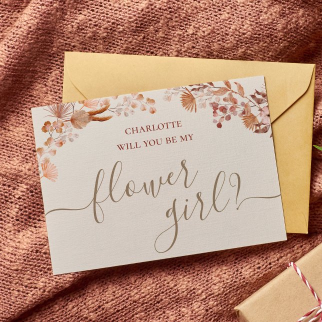 Carte de proposition de fille de fleurs d'aquarell (Créateur téléchargé)