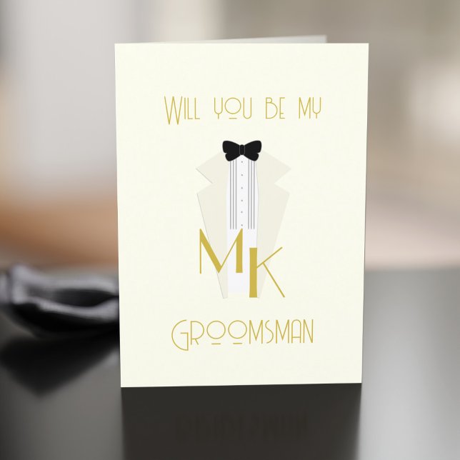 Carte de proposition de la partie nuptiale (Perfect Groomsman Card if  having a 1920s style Gatsby Wedding. Just add your proposal message)