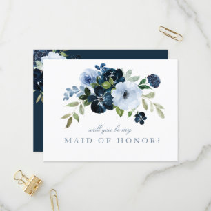 Carte de proposition de la servante d'honneur bleu