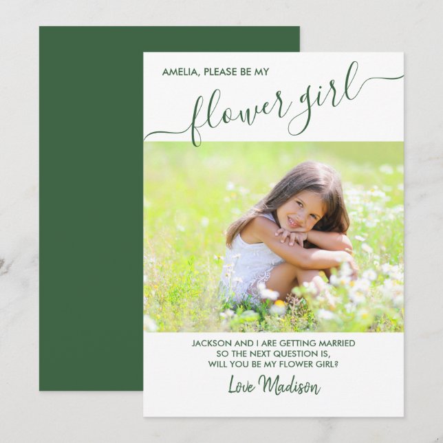 Carte de Proposition de Photo Verte et Blanche de  (Devant / Derrière)