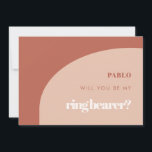 Carte de proposition de porte-anneau chic pêche en<br><div class="desc">Serez-vous notre carte de proposition de porte-bague. Minimaliste mais frappant : adoptez ce design typographique légèrement rétro et élégant pour votre papeterie mariage,  avec un design moderne en arc et des couleurs en terre cuite et orange brûlé. Texte,  couleurs et arrière - plans entièrement personnalisables.</div>