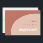 Carte de proposition de porte-anneau chic pêche en<br><div class="desc">Serez-vous notre carte de proposition de porte-bague. Minimaliste mais frappant : adoptez ce design typographique légèrement rétro et élégant pour votre papeterie mariage,  avec un design moderne en arc et des couleurs en terre cuite et orange brûlé. Texte,  couleurs et arrière - plans entièrement personnalisables.</div>