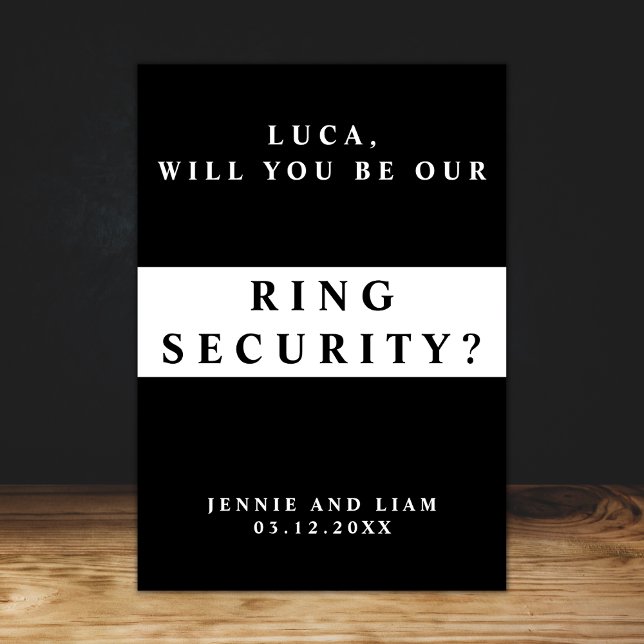 Carte de proposition de sécurité de bague de maria (will you be our ring security proposal card template be our ring bearer proposal wedding ring )