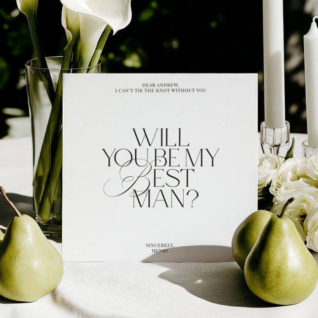 Carte de proposition de témoin de mariage Classiqu (Modern Classic Best Man Proposal Card)