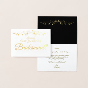 Carte de proposition d'Élégante Bridesmaid Gold Fo