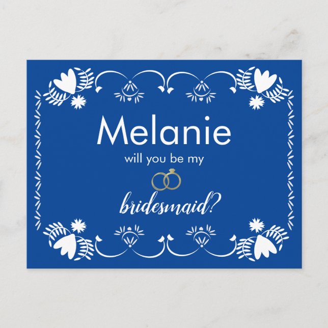 Carte de Proposition Demoiselle d'Honneur Bleue Pa (Devant)