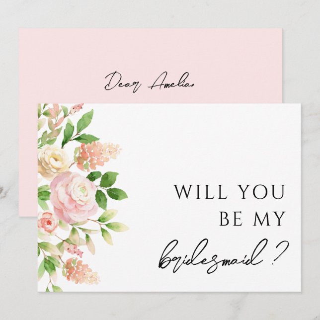 Carte de proposition d'une femme de ménage rose (Devant / Derrière)