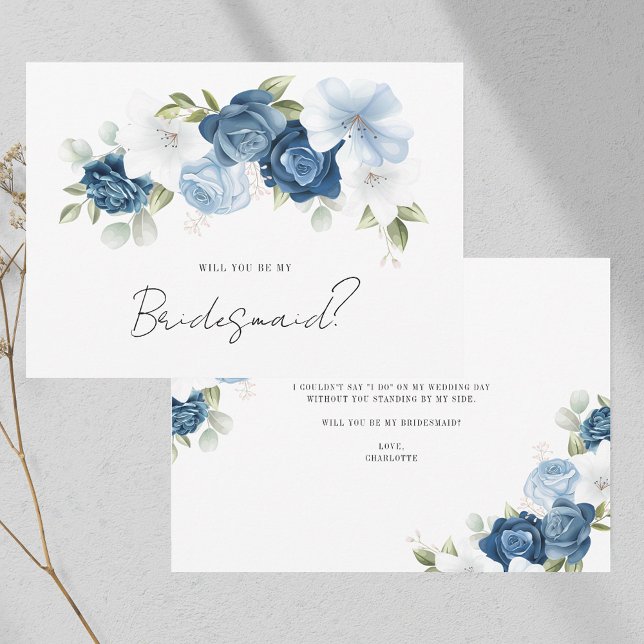 Carte de proposition d'une servante de couleur d'e (Watercolor Floral Bridesmaid Proposal Card)