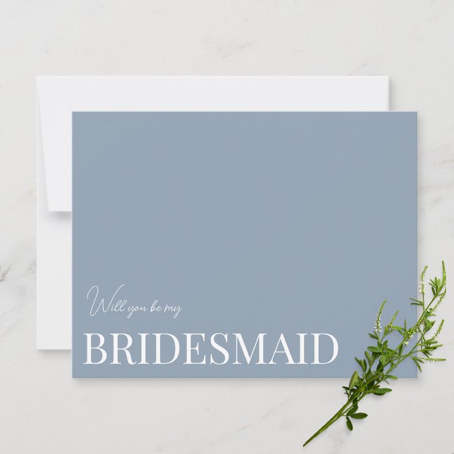 Carte de proposition Elegant Dusty Blue Bridesmaid (Créateur téléchargé)