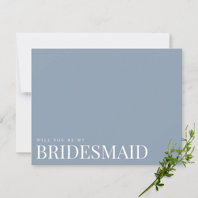 Carte de proposition Elegant Dusty Blue Bridesmaid (Créateur téléchargé)