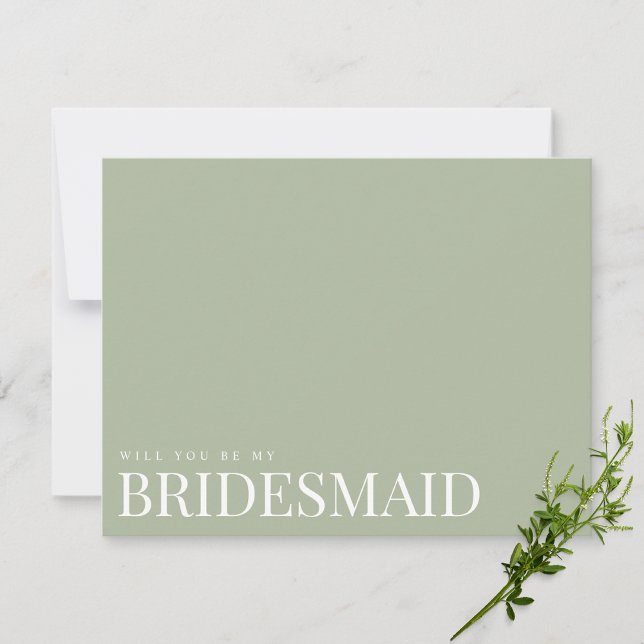 Carte de proposition Élégante Sage Green Bridesmai (Créateur téléchargé)