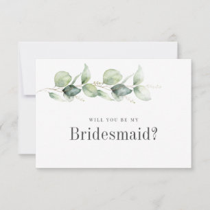 Carte de proposition Eucalyptus Be My Bridesmaid