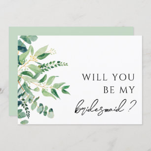 Carte de proposition Eucalyptus Green Bridesmaid