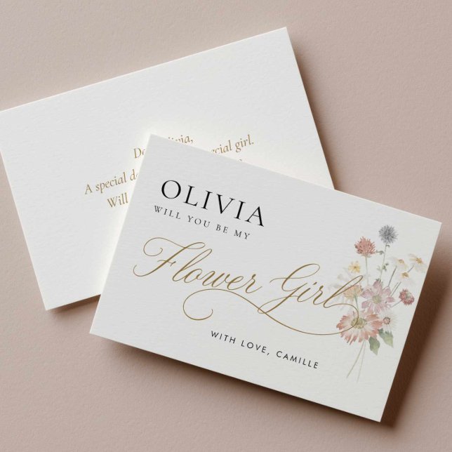 Carte de Proposition Fleur des Champs pour Fille a (Wildflower Flower Girl Proposal Card)