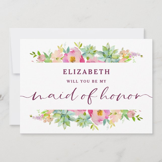 Carte de proposition florale chic de la servante d (Devant)