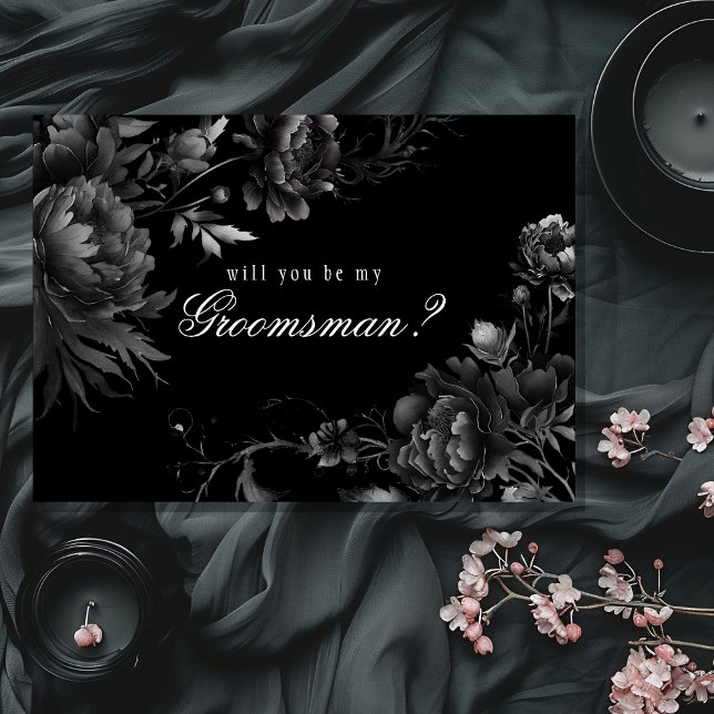 Carte de proposition Gothique Noir Groomsman (Créateur téléchargé)