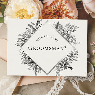 Carte de proposition Groomsman White and Black Gre