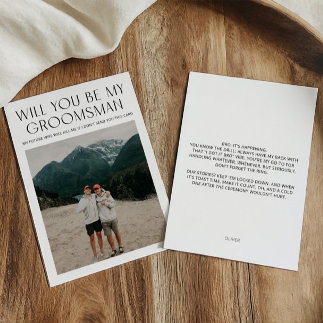 Carte de proposition minimale pour fabricant de ph (Minimal Photo Groomsman Proposal Card)
