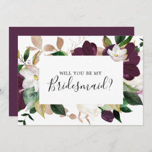 Carte de proposition Moody Purple Blooms Bridesmai