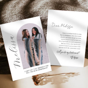 Carte de proposition photo Arch Bridesmaid moderne