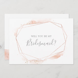 Carte de proposition rose Gold Watercolor Bridesma
