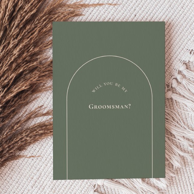 Carte de proposition simple Boho Arch Sage Groomsm (Créateur téléchargé)