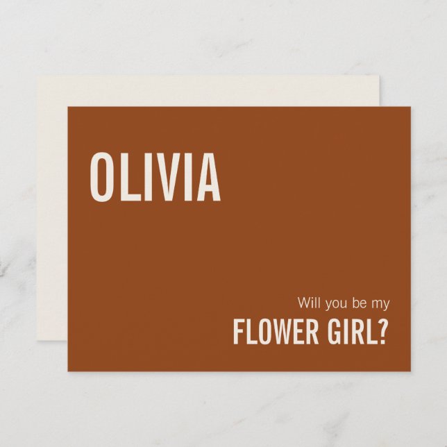 Carte de Proposition Simple Fille aux Fleurs en Te (Devant / Derrière)