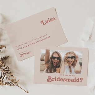Carte de proposition simple Retro Blush Photo Brid
