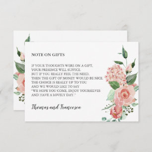 Carte de puits d'aquarelle florale rose