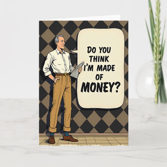 Carte de question d'argent pour papa rétro (Devant)