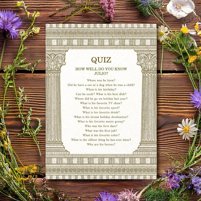 Carte de quiz de fête en toge (Créateur téléchargé)